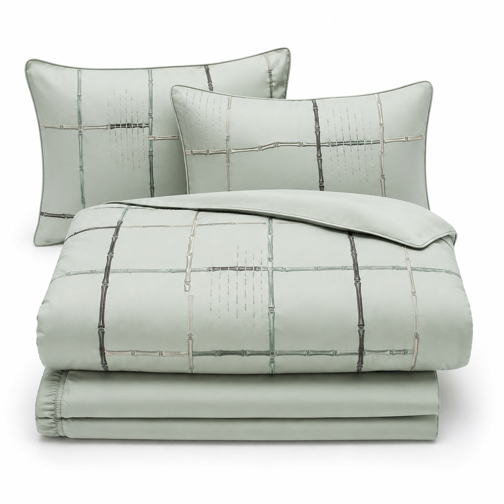 Bamboo Rain Grid Four-Piece Bedding Set