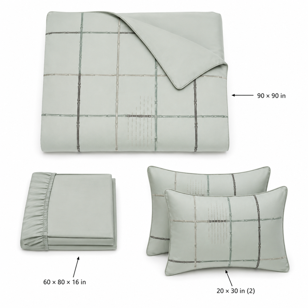 Bamboo Rain Grid Four-Piece Bedding Set