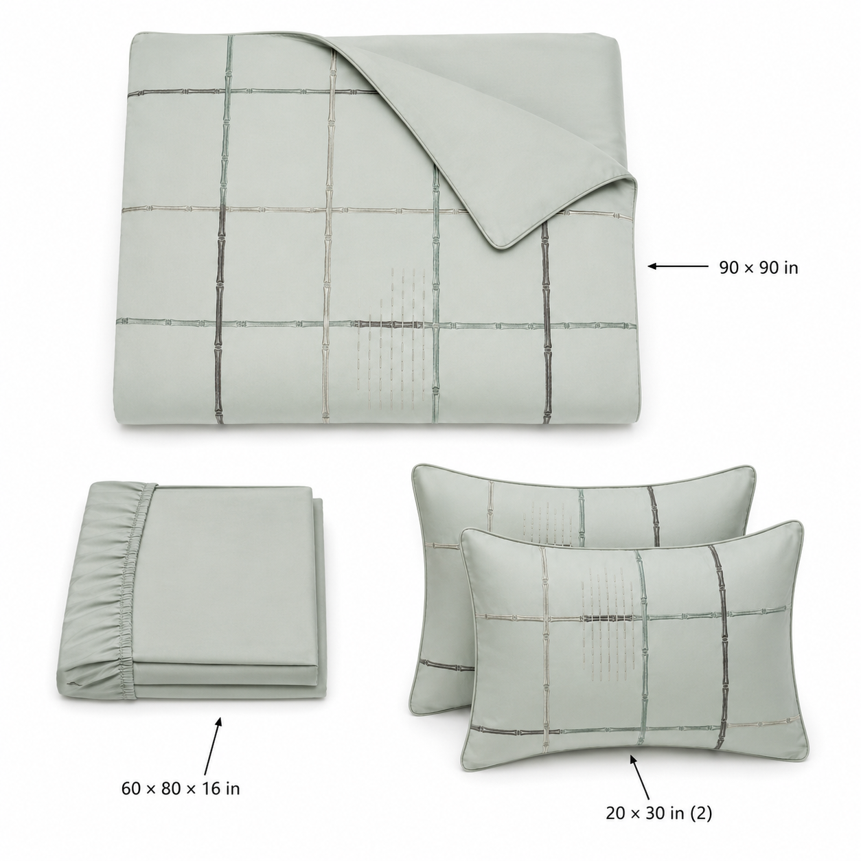 Bamboo Rain Grid Four-Piece Bedding Set