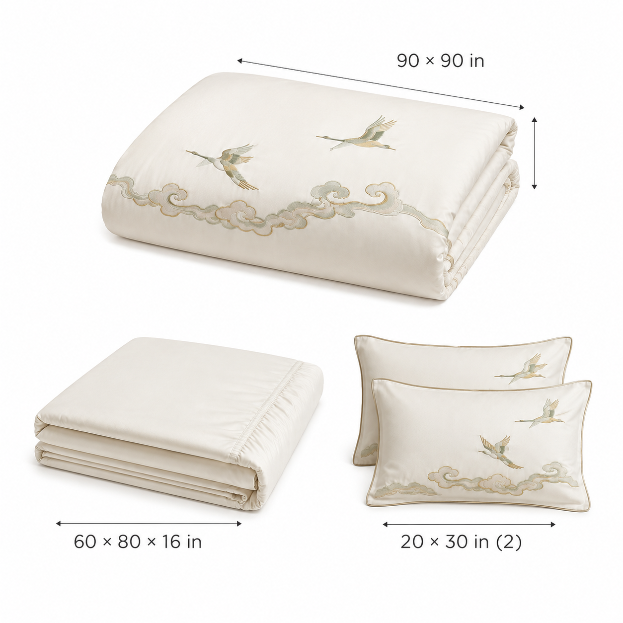 Cloudfold Crane Four-Piece Bedding Set