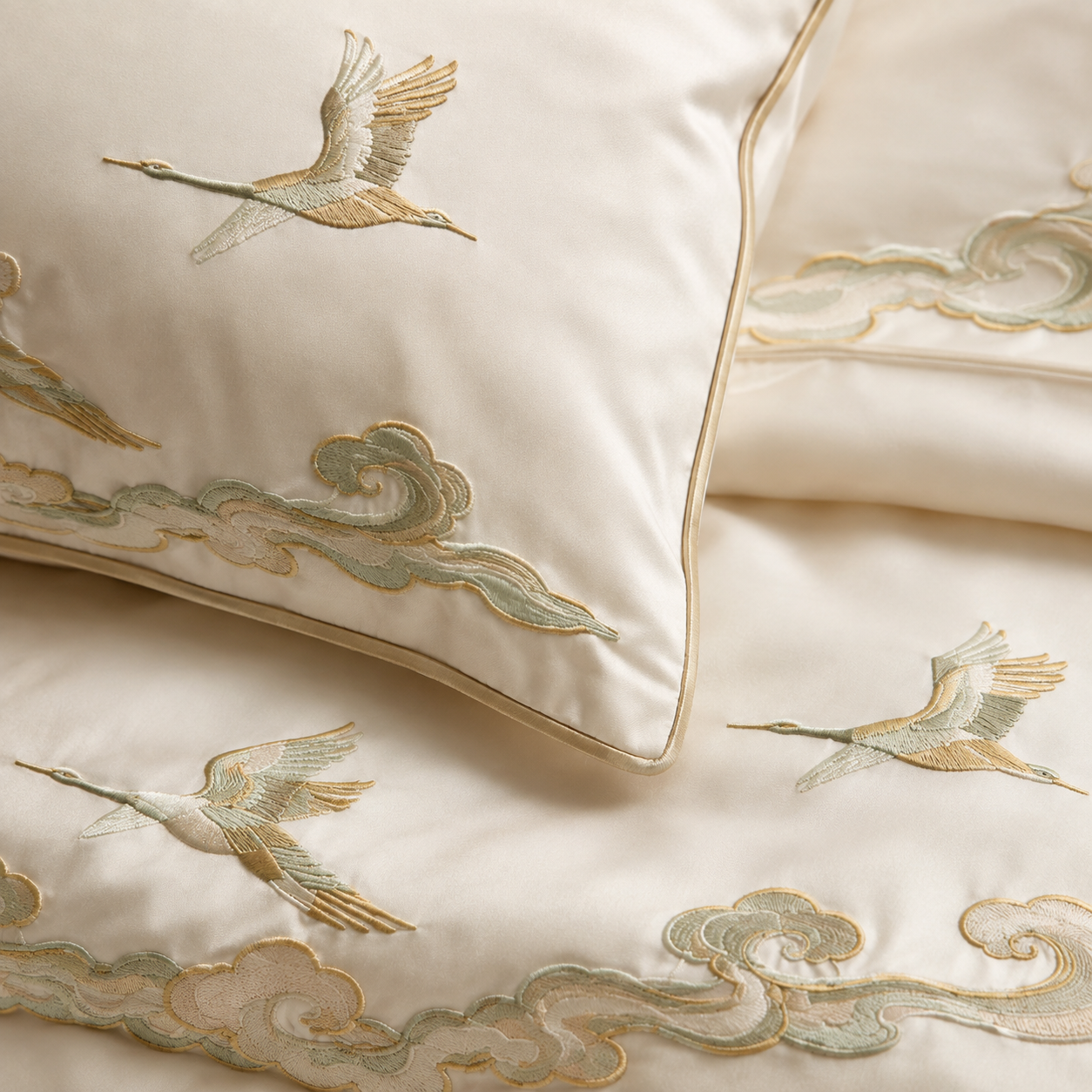 Cloudfold Crane Four-Piece Bedding Set