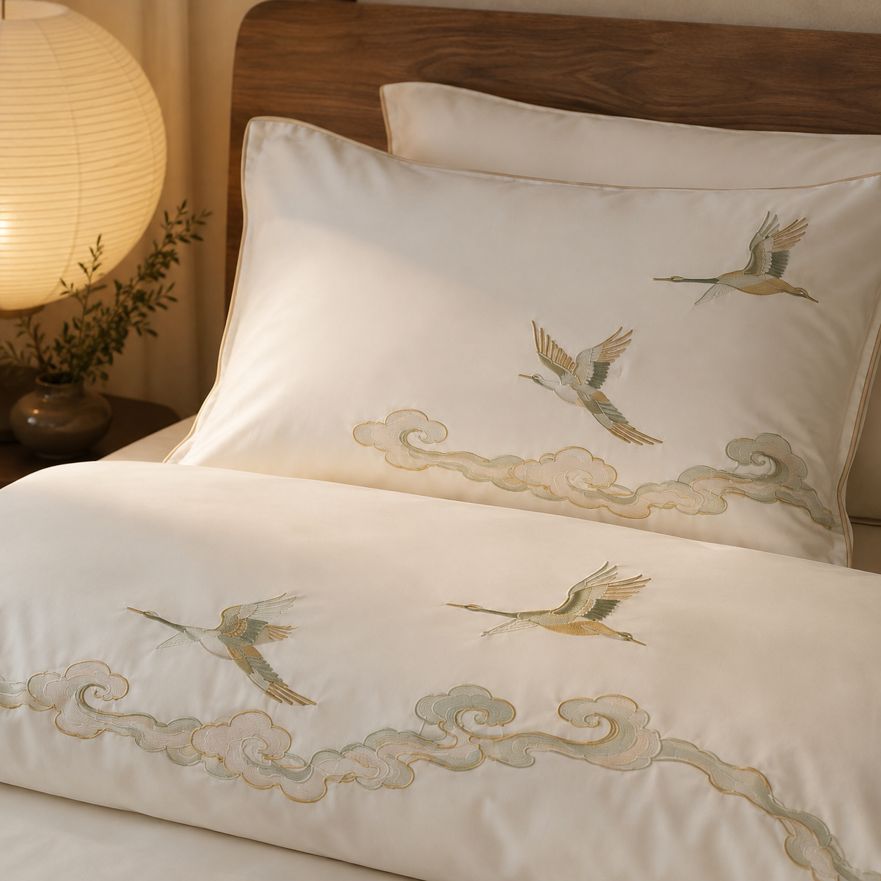 Cloudfold Crane Four-Piece Bedding Set