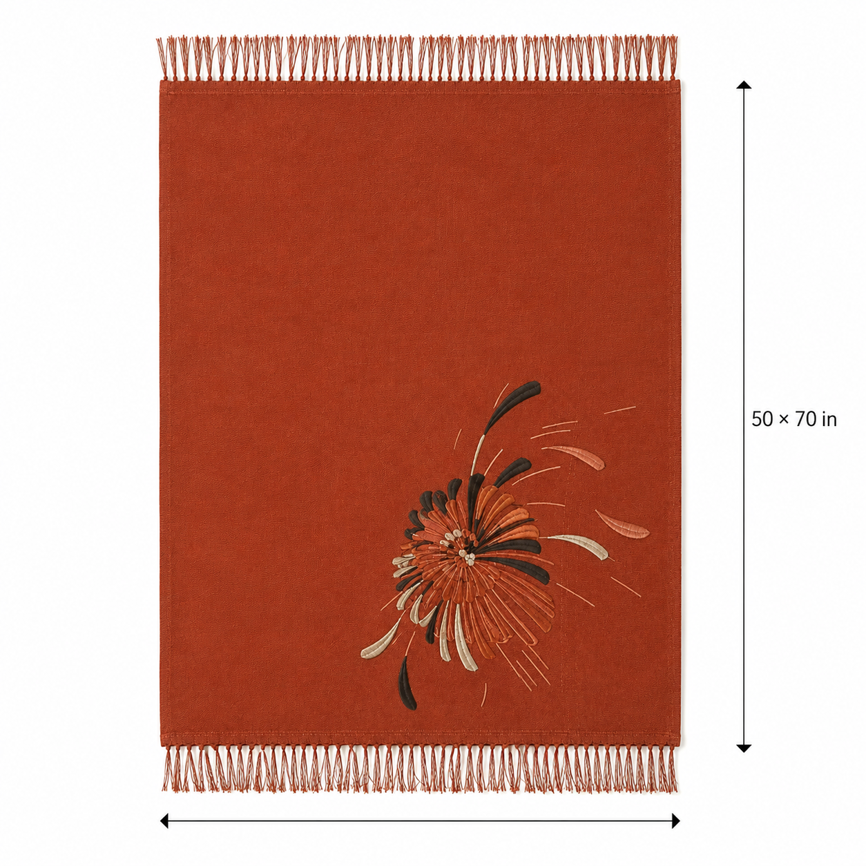 Fanburst Chrysanthemum Embroidered Throw