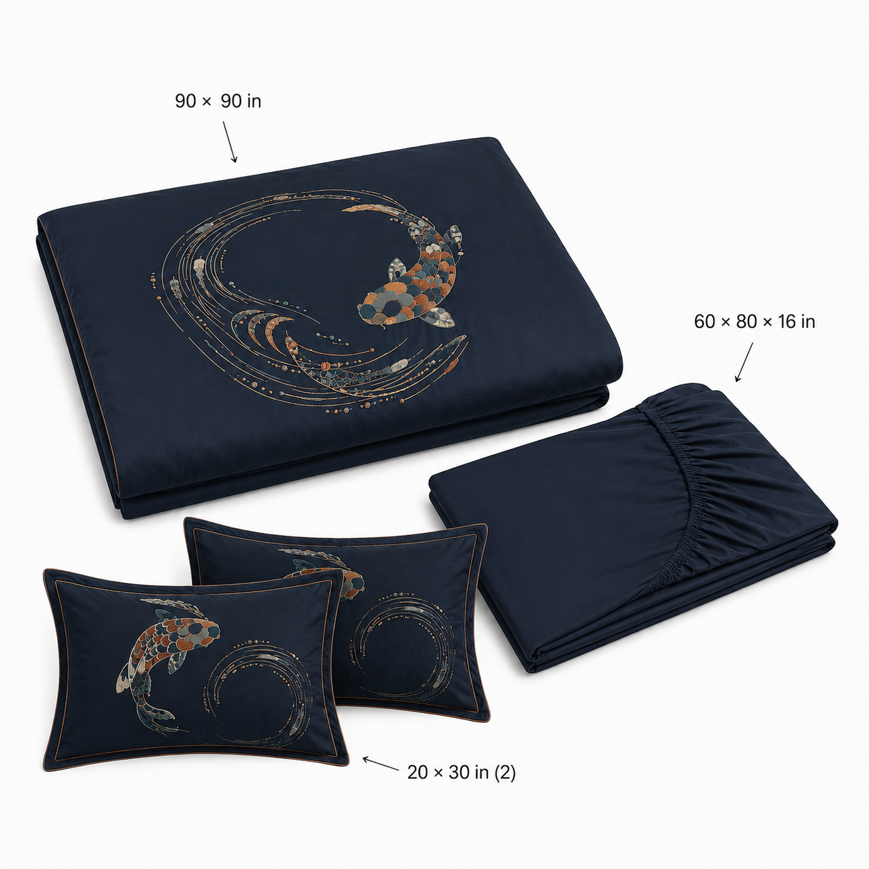 Koi Current Nocturne Four-Piece Bedding Set