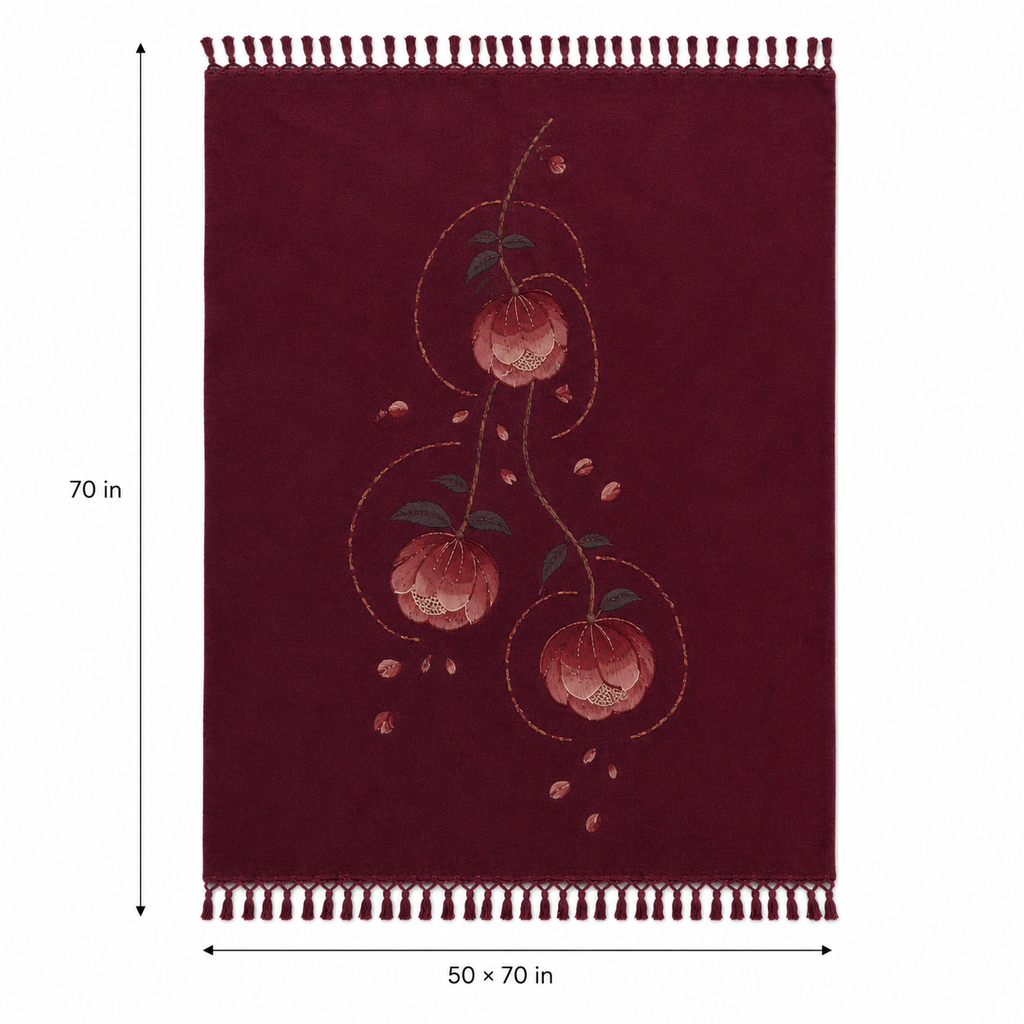 Lantern Camellia Embroidered Throw
