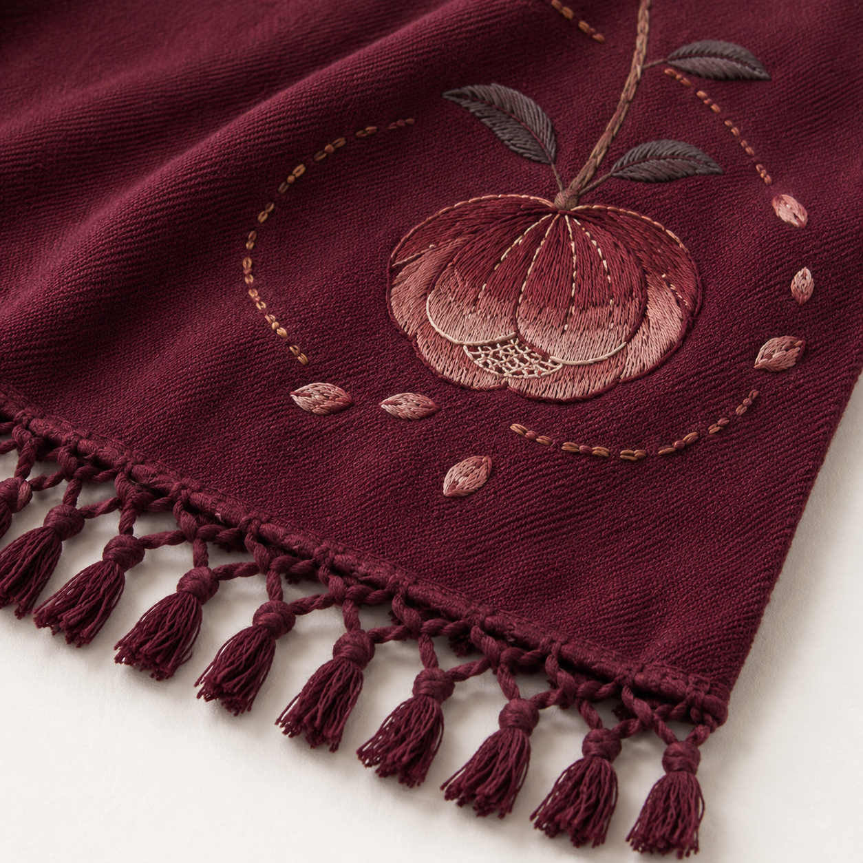 Lantern Camellia Embroidered Throw