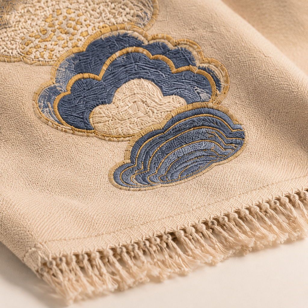 Ninefold Cloud Embroidered Throw