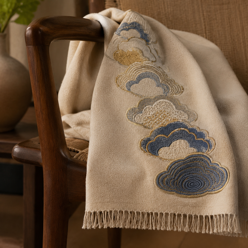 Ninefold Cloud Embroidered Throw