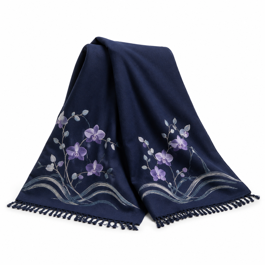Orchid Tide Embroidered Throw