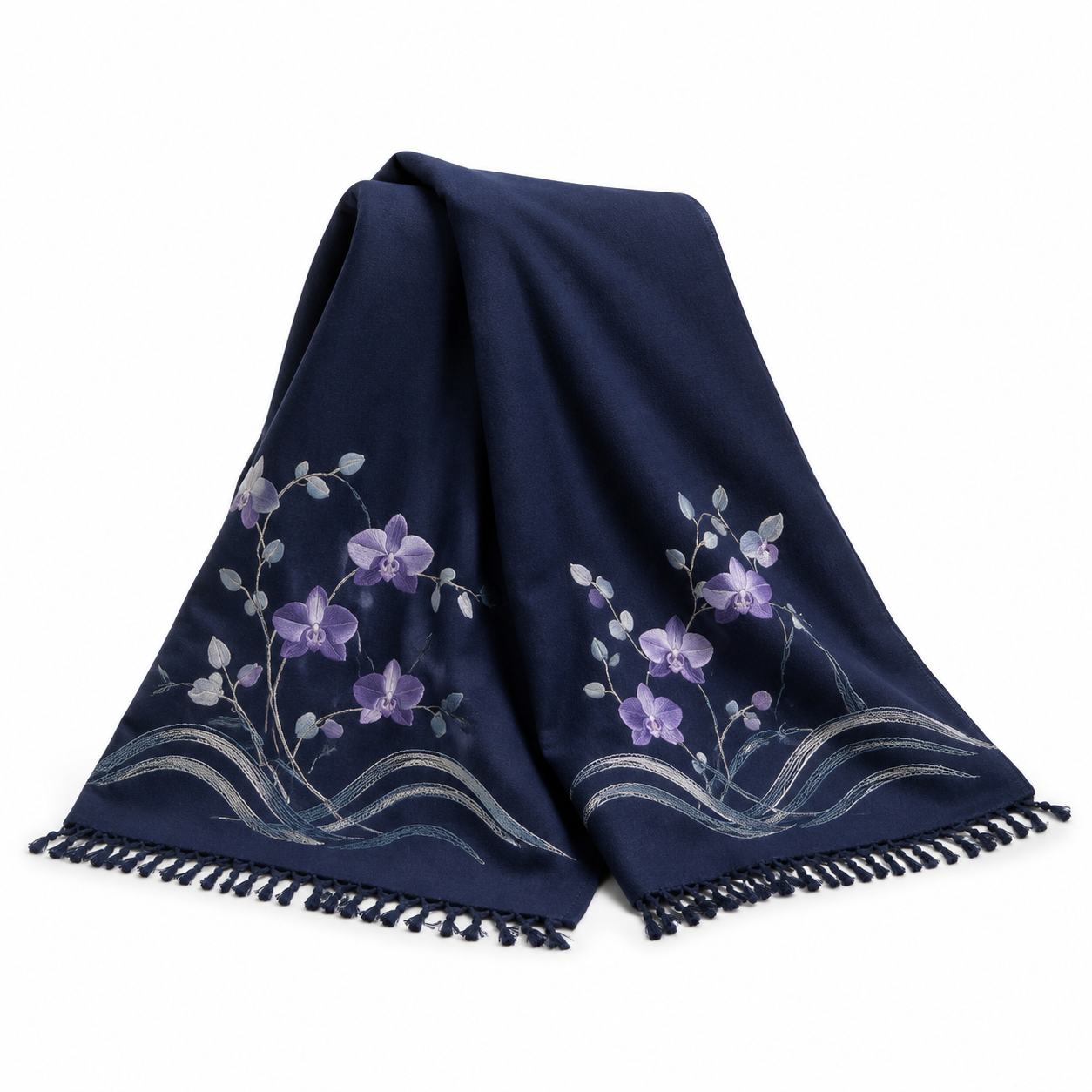 Orchid Tide Embroidered Throw