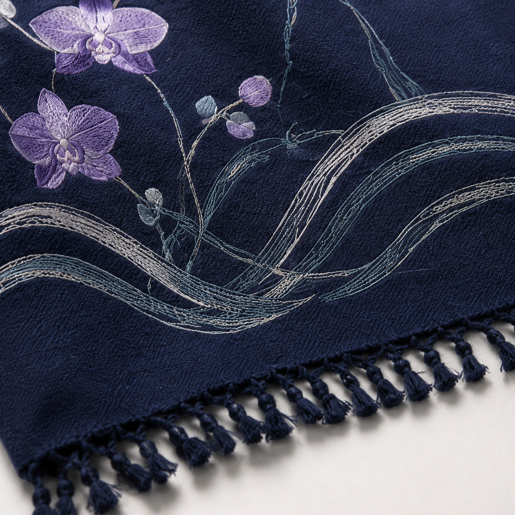 Orchid Tide Embroidered Throw