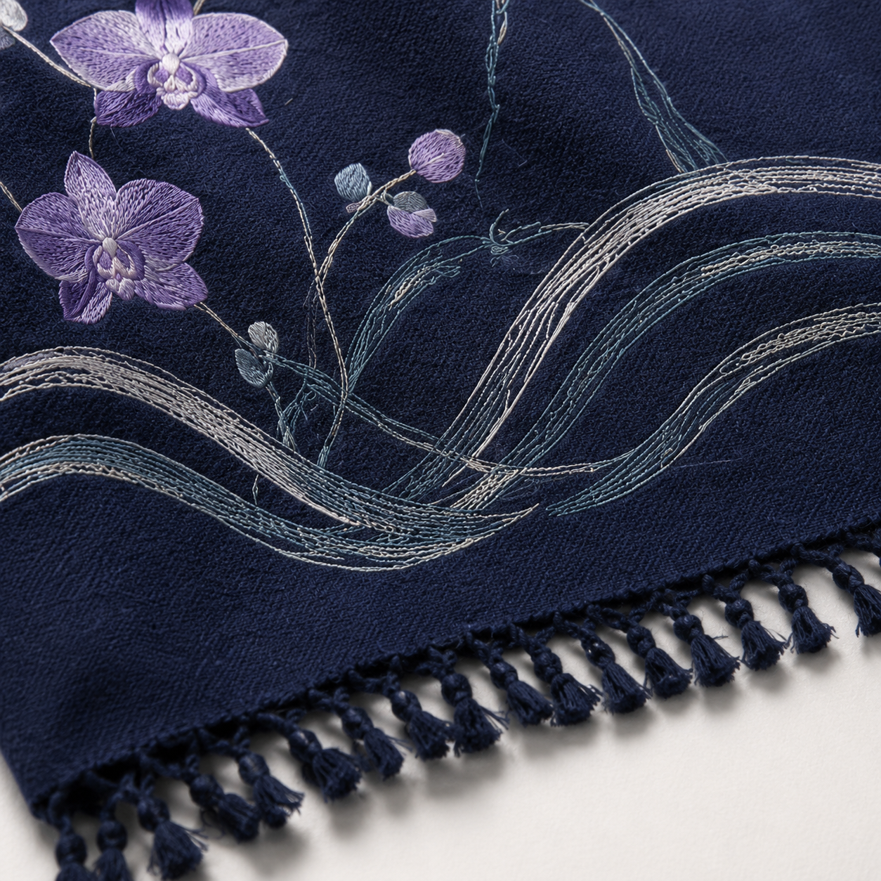 Orchid Tide Embroidered Throw
