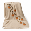 Persimmon Branch Embroidered Throw