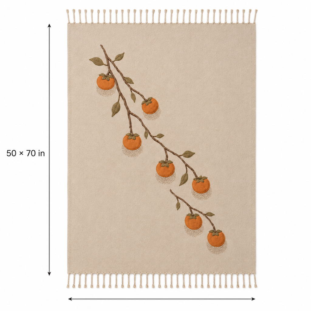 Persimmon Branch Embroidered Throw