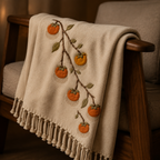 Persimmon Branch Embroidered Throw