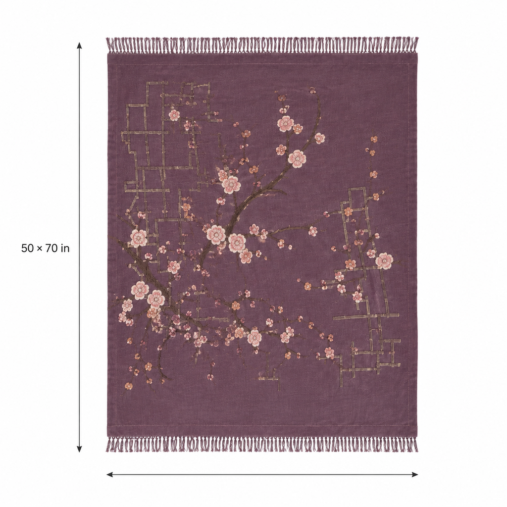 Plum Lattice Embroidered Throw
