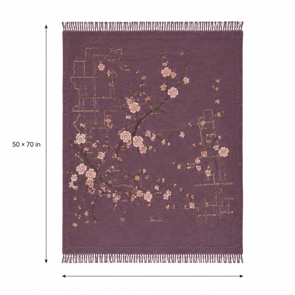 Plum Lattice Embroidered Throw
