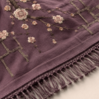 Plum Lattice Embroidered Throw