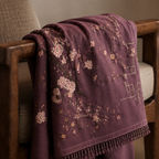 Plum Lattice Embroidered Throw