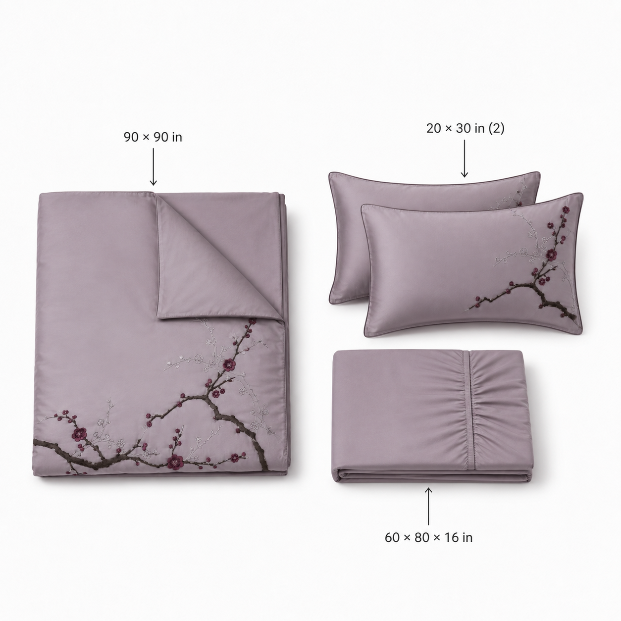 Plum Shadow Courtyard Four-Piece Bedding Set