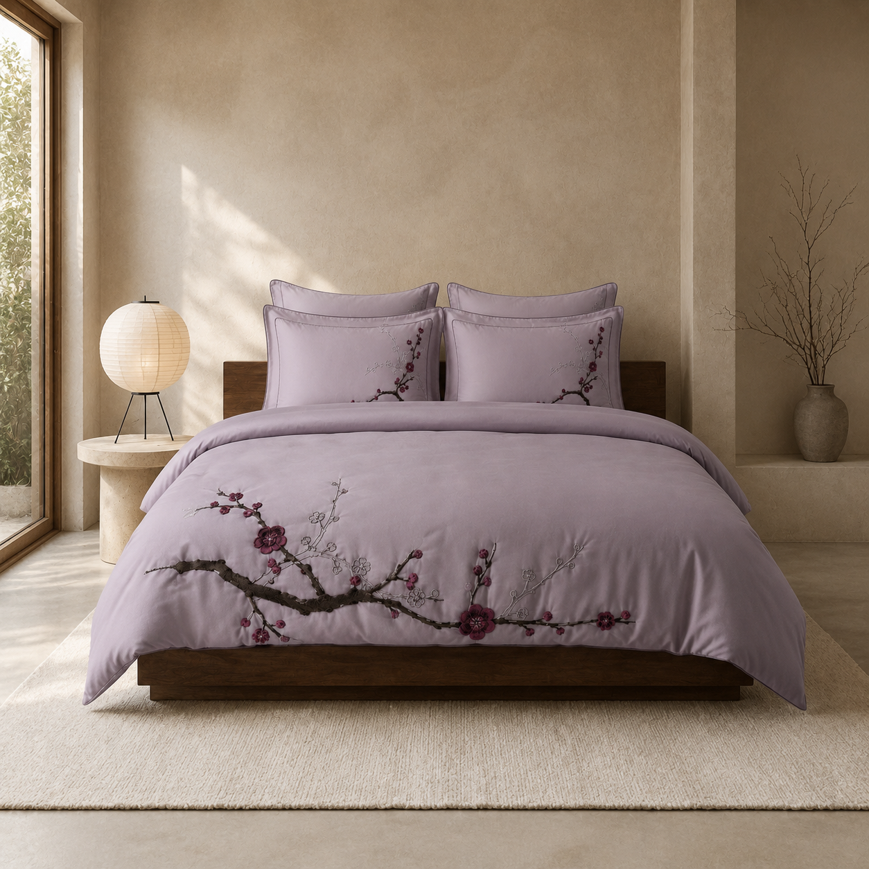 Plum Shadow Courtyard Four-Piece Bedding Set