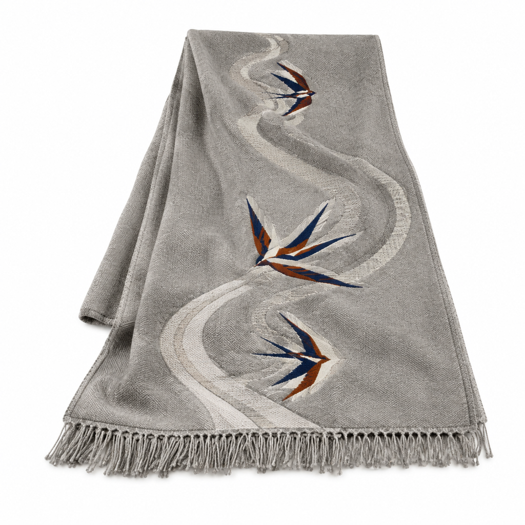Riverpath Swallow Embroidered Throw