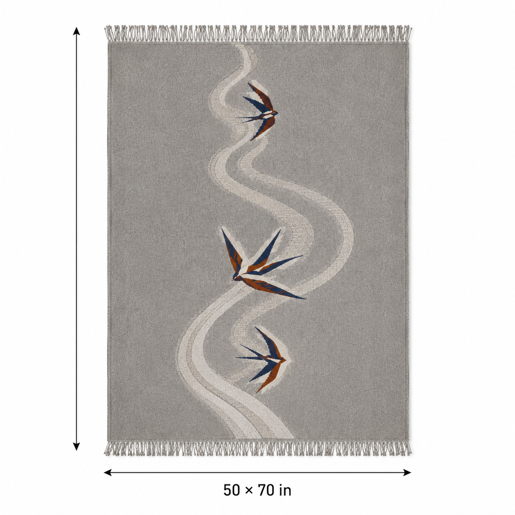 Riverpath Swallow Embroidered Throw