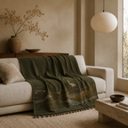 Tea Mountain Heron Embroidered Throw
